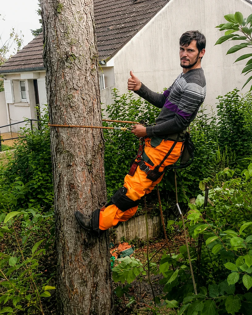 Chantier d'élagage d'un saule en bord de marais à Camon par Delorme Élagage